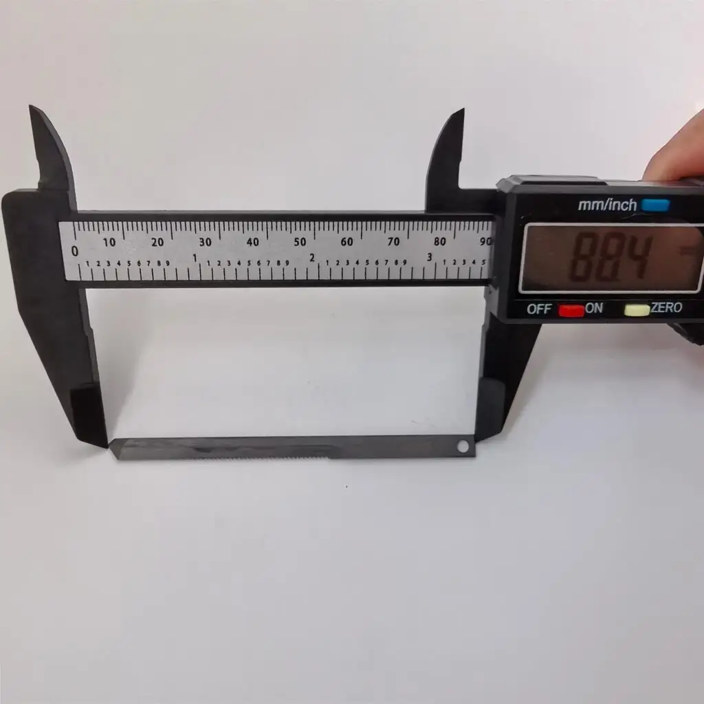 Measuring a cutter blade with a digital caliper